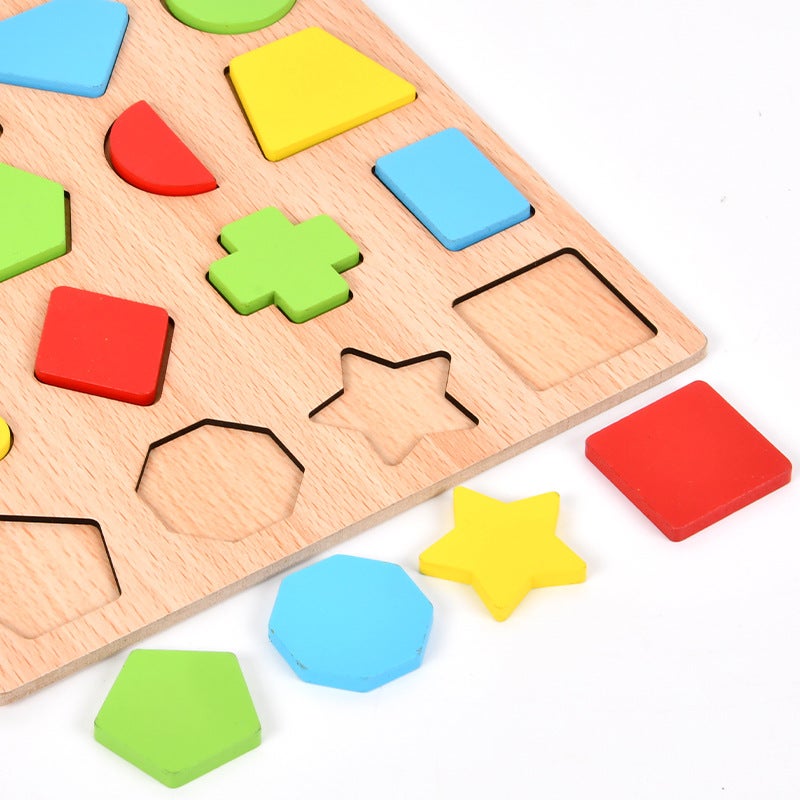 Wooden Children'S Early Education Building Blocks Alphanumeric Shape Color Cognitive Kindergarten Puzzle Board Matching Educational Toys - Image 5